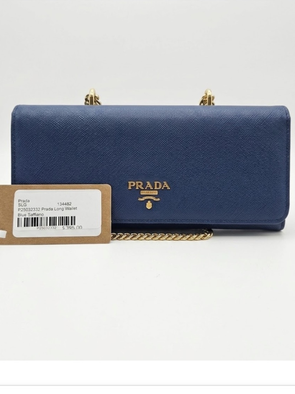 NWT PRADA Saffiano Continental Wallet Blue